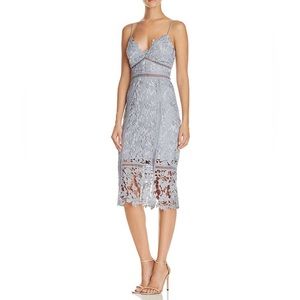 Bardot Botanical Lace Dress is Dusty Blue